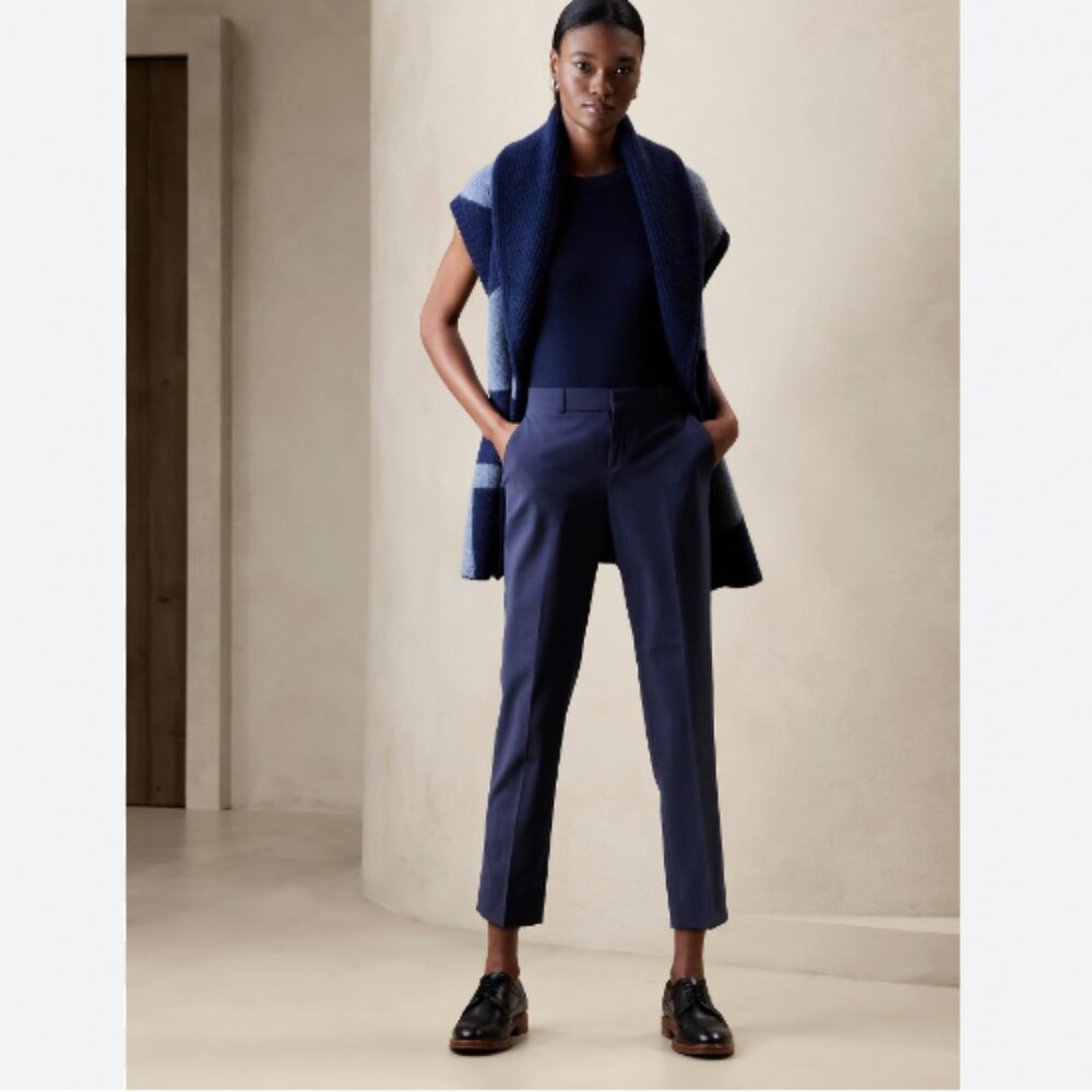 *BANANA REPUBLIC BLACK AVERY SLIM WOOL-BLEND PANT NWT